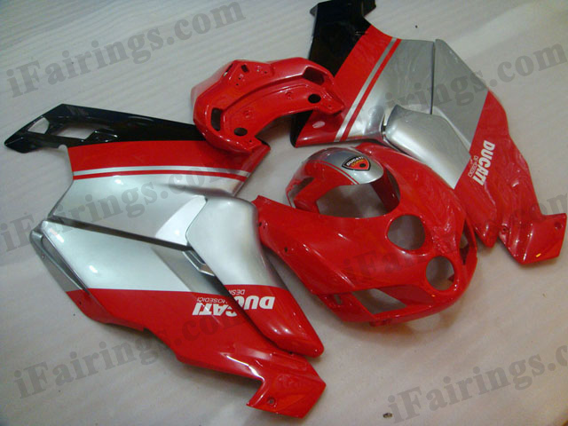 aftermarket fairing kit for Ducati 749/999 2005 2006 red and silver.