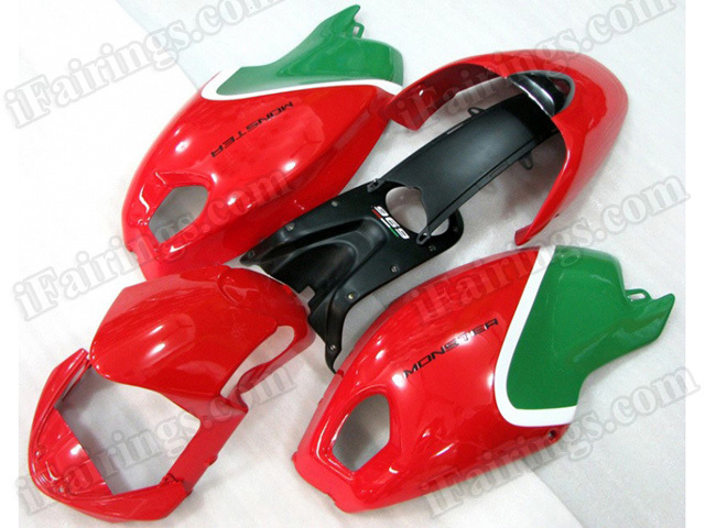 Ducati Monster 696/796/1100 red and green fairings. - Click Image to Close