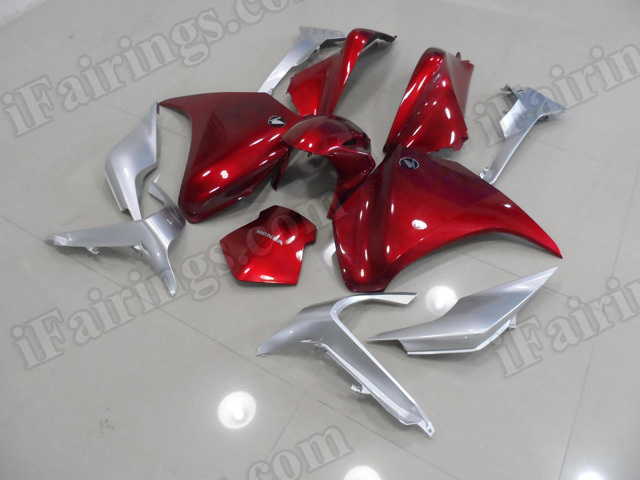 Motorcycle fairings/bodywork for Honda VFR1200F 2010 to 2014 red and silver.