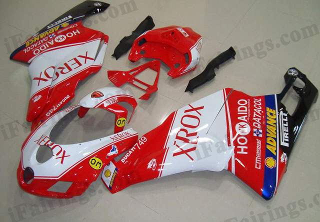 aftermarket fairing kit for Ducati 749/999 2005 2006 white and red xerox.