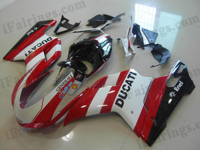Ducati 848/1098/1198 red and white fairing kit. - Click Image to Close