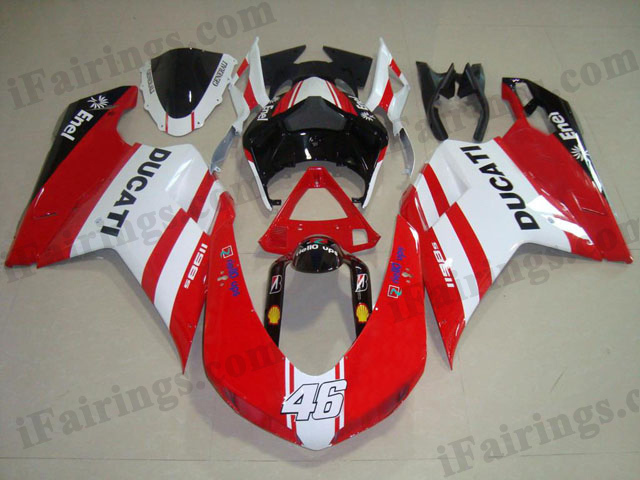 aftermarket fairing kit for Ducati 848/1098/1198 red and white. - Click Image to Close