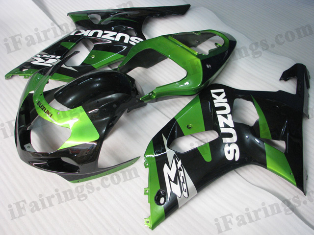 2001 2002 2003 Suzuki GSXR600/750 green and black fairing kits.