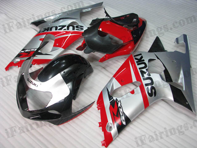GSXR600/750 2001 2002 2003 red,silver and black fairings, GSXR600/750 replacement bodywork