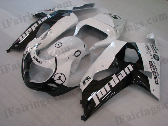 2001 2002 2003 Suzuki GSXR600/750 white/black Jordan fairing kits. - Click Image to Close