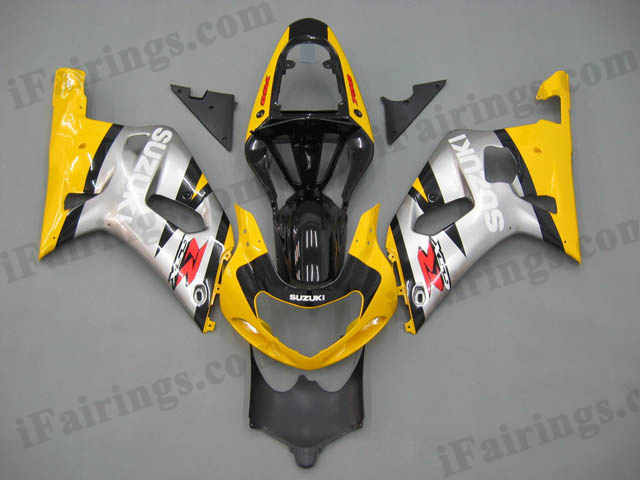 2001 2002 2003 GSXR600/750 yellow/silver custom fairing kits.