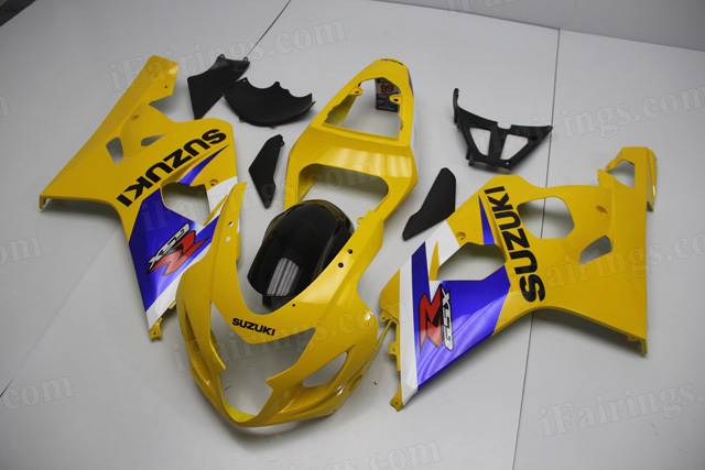 GSXR600/750 2004 2005 yellow and blue fairings, 2004 2005 GSXR 600/750 replacement body kits.