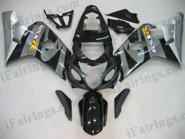 GSXR600/750 2004 2005 silver and black fairings, 2004 2005 GSXR 600/750 replacement bodywork. - Click Image to Close