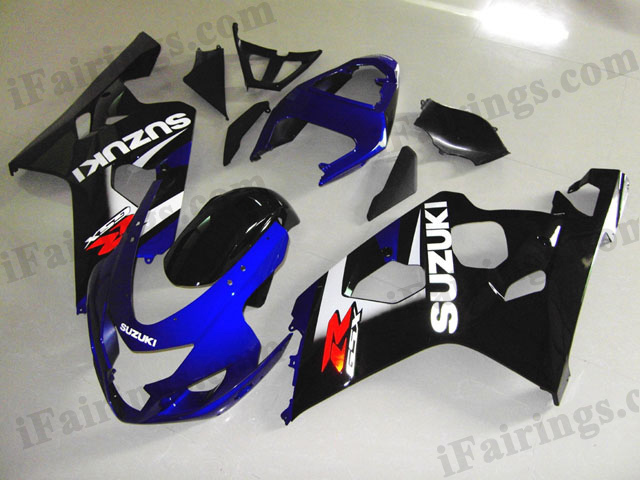 GSXR600/750 2004 2005 blue and black fairings, 2004 2005 GSXR 600/750 replacement bodywork. - Click Image to Close