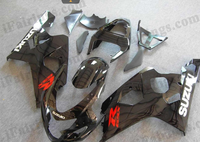 GSXR600/750 2004 2005 glossy black fairings, GSXR600/750 replacement bodywork - Click Image to Close