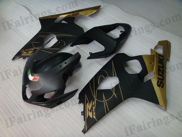 gixxer 2004 2005 GSXR600/750 black and golden fairings - Click Image to Close