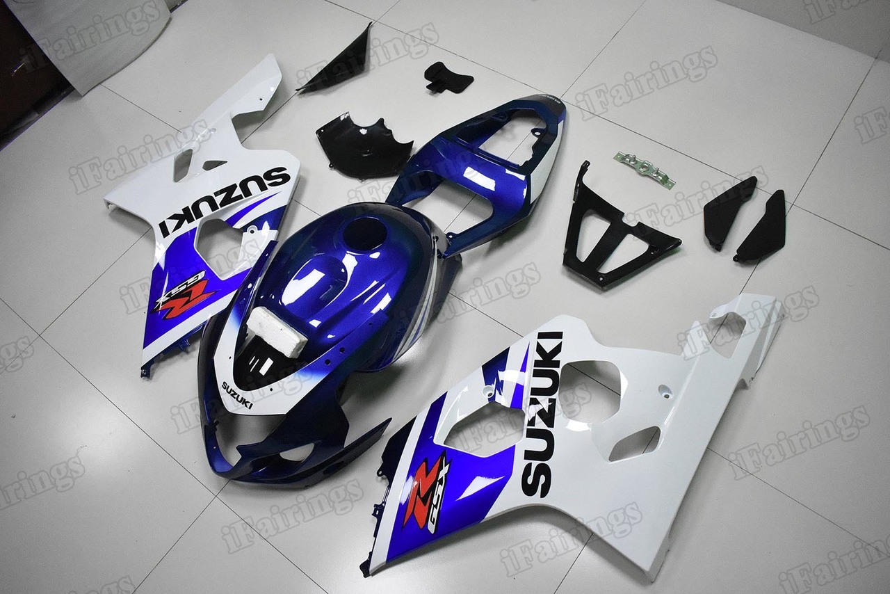 2004 2005 GSXR600/750 blue and white fairings, GSXR600/750 replacement bodywork. - Click Image to Close