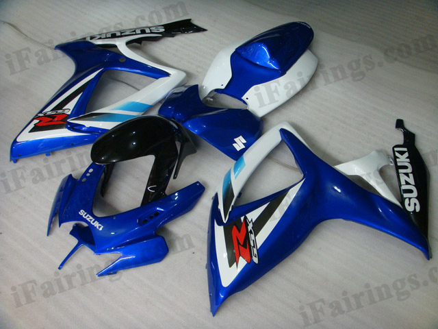 2006 2007 Suzuki GSXR600/750 blue, white and black fairing kits. - Click Image to Close