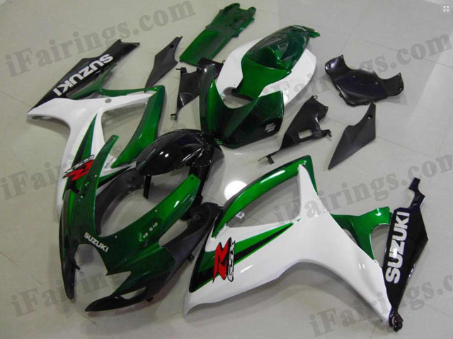gixxer 2006 2007 GSXR600/750 candy green and white fairings - Click Image to Close