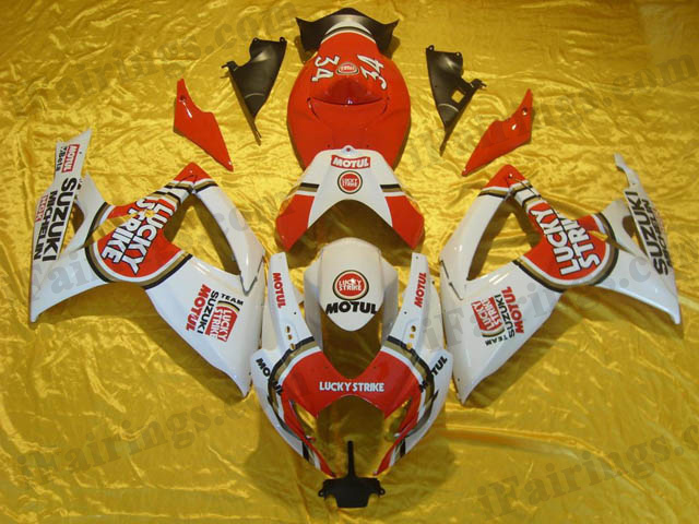 2006 2007 GSXR600/750 white/red lucky strike fairings and bodywork. - Click Image to Close