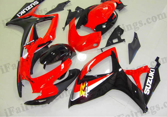 2006 2007 GSXR600/750 red and black replacement fairing kits. - Click Image to Close