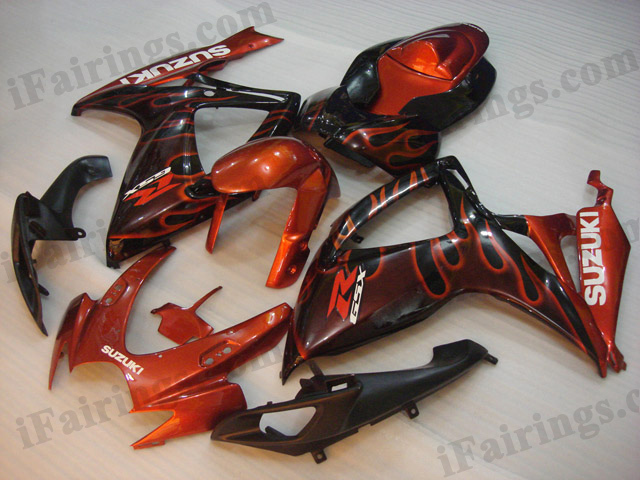 2006 2007 GSXR600/750 red flame fairings - Click Image to Close