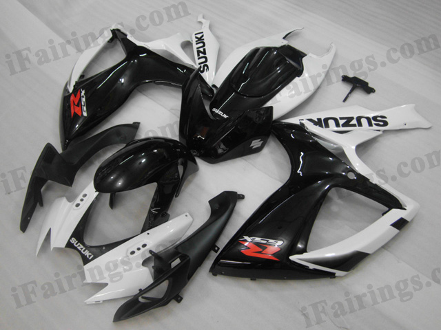 2006 2007 Suzuki GSXR600/750 white and black fairing sets. - Click Image to Close