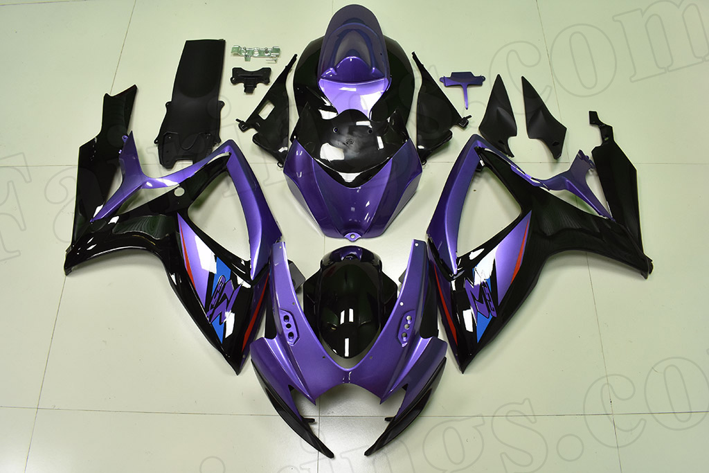 2006 2007 Suzuki GSX-R600, GSX-R750 purple and black fairings. - Click Image to Close