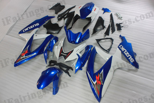 2008 2009 2010 Suzuki GSXR600/750 blue and white factory scheme fairing sets.