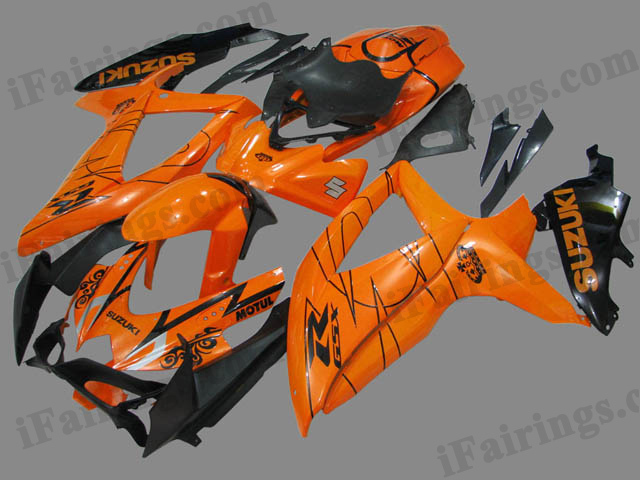 GSXR600/750 2008 2009 2010 orange and black fairings, 2008 2009 GSXR600/750 decals.