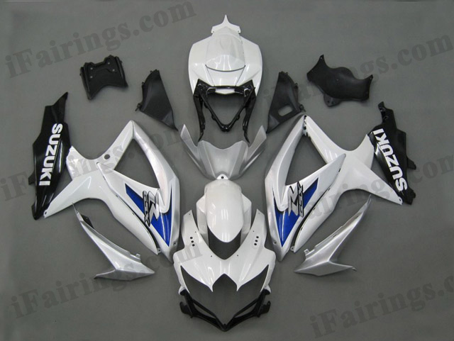 gixxer 2008 2009 2010 GSXR600/750 white and silver fairings - Click Image to Close