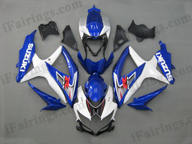 gixxer 2008 2009 2010 GSXR600/750 white and blue fairings - Click Image to Close