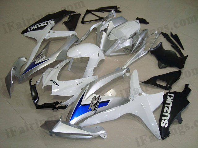 gixxer 2008 2009 2010 GSXR600/750 white and silver fairing - Click Image to Close