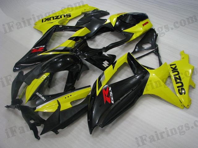 GSXR600/750 2008 2009 2010 yellow and black fairings, 2008 2009 GSXR600/750 decals.