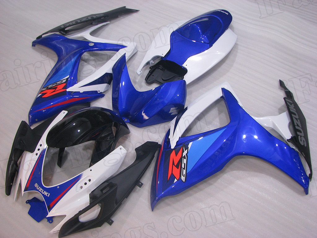 Motorcycle fairings for 2006 2007 Suzuki GSXR600/750 blue/black/white scheme.