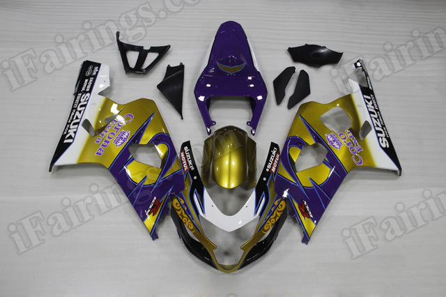 Motorcycle fairings/bodywork for 2004 2005 Suzuki GSX R 600/750 gold and blue corona.. - Click Image to Close