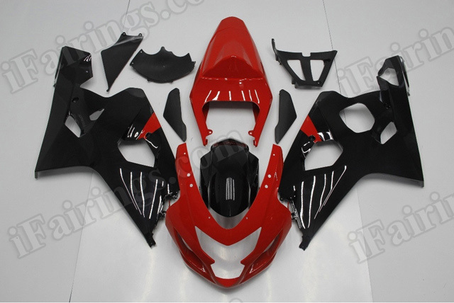 Motorcycle fairings/bodywork for 2004 2005 Suzuki GSX R 600/750 red and black. - Click Image to Close