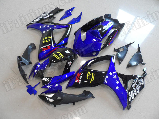Motorcycle fairings/bodywork for 2006 2007 Suzuki GSX R 600/750 custom scheme blue and black. - Click Image to Close