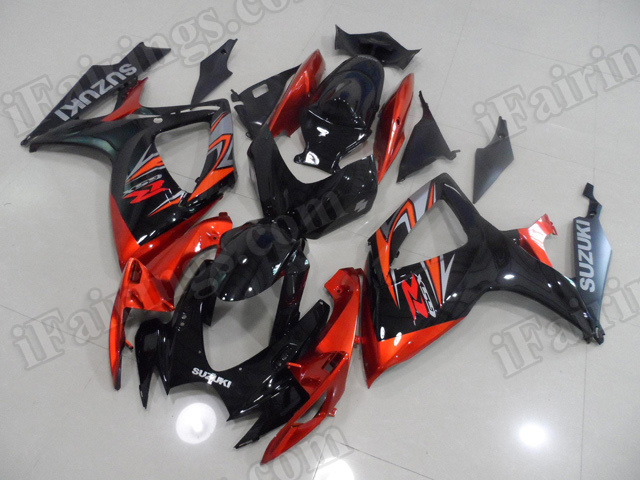 Motorcycle fairings/body kits for 2006 2007 Suzuki GSX R 600/750 burnt orange and black. - Click Image to Close