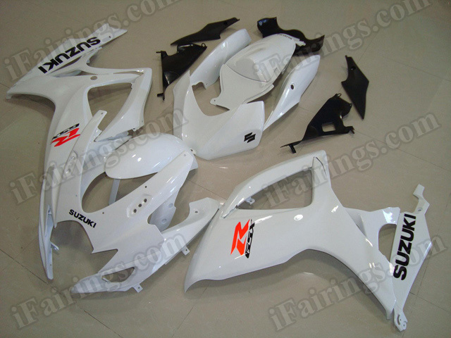 Motorcycle fairings/body kits for 2006 2007 Suzuki GSX R 600/750 pearl white. - Click Image to Close