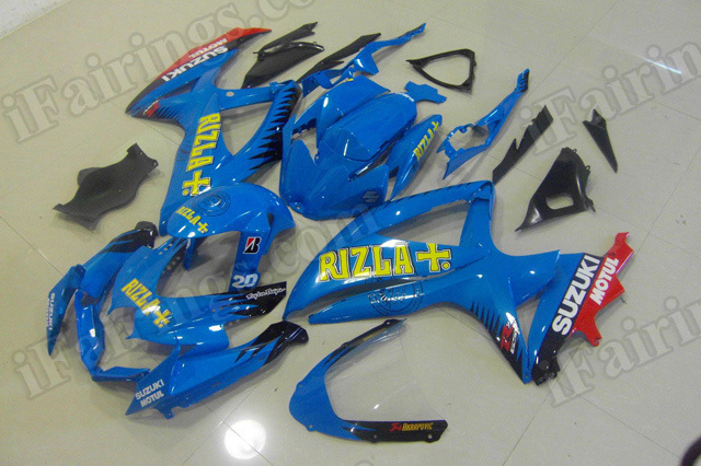 Motorcycle fairings for 2008 2009 2010 Suzuki GSX R 600/750 blue Rizla graphic. - Click Image to Close