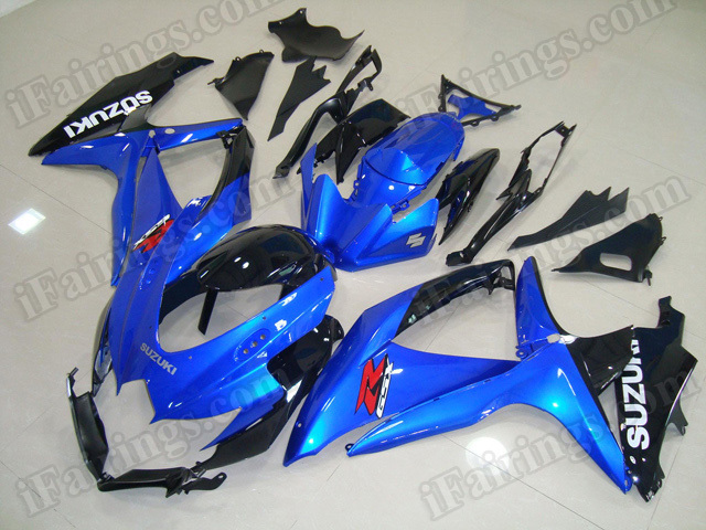 Motorcycle fairings for 2008 2009 2010 Suzuki GSX R 600/750 blue and black. - Click Image to Close