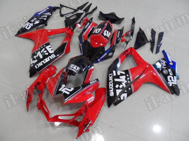 Motorcycle fairings for 2008 2009 2010 Suzuki GSX R 600/750 red and black. - Click Image to Close