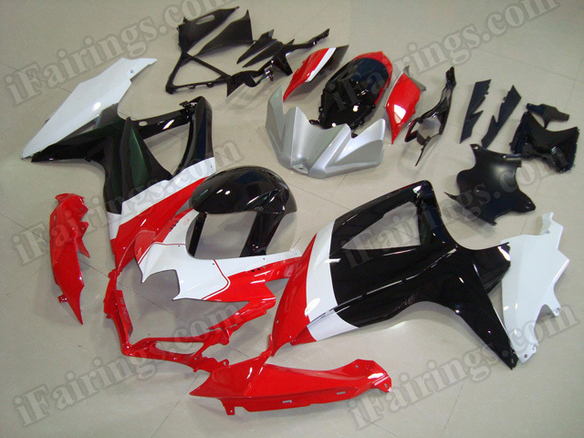 Motorcycle fairings for 2008 2009 2010 Suzuki GSX R 600/750 tricolore red,white and black.