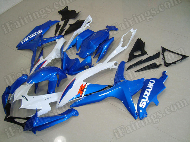 Motorcycle fairings for 2008 2009 2010 Suzuki GSX R 600/750 blue and white.
