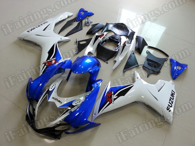 Motorcycle fairings for 2011 2012 2013 2014 Suzuki GSX R 600/750 blue and white. - Click Image to Close