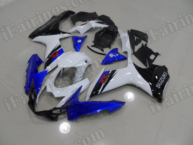 Motorcycle fairings for 2011 2012 2013 2014 Suzuki GSX R 600/750 blue and white and black.