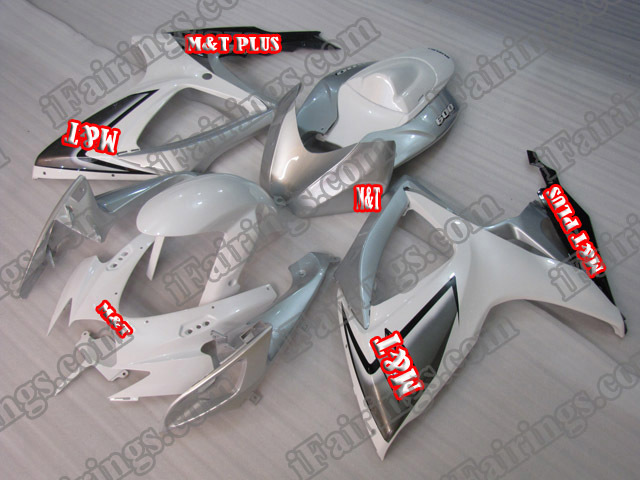 gixxer 2008 2009 2010 GSXR600/750 white and silver fairing kit. - Click Image to Close