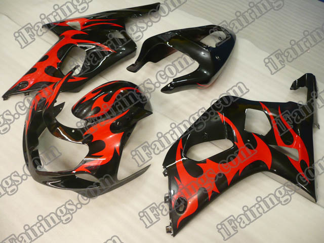 gixxer 2001 2002 2003 GSXR600/750 red flame fairings - Click Image to Close