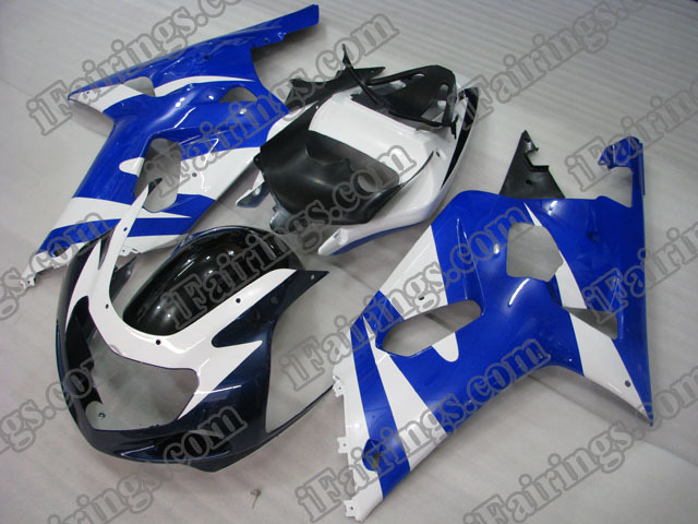 Replacement fairings for 2001 2002 2003 GSXR600/750 white/blue/black.