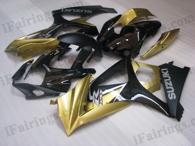 2007 2008 Suzuki GSXR1000 gold and black fairing kits.