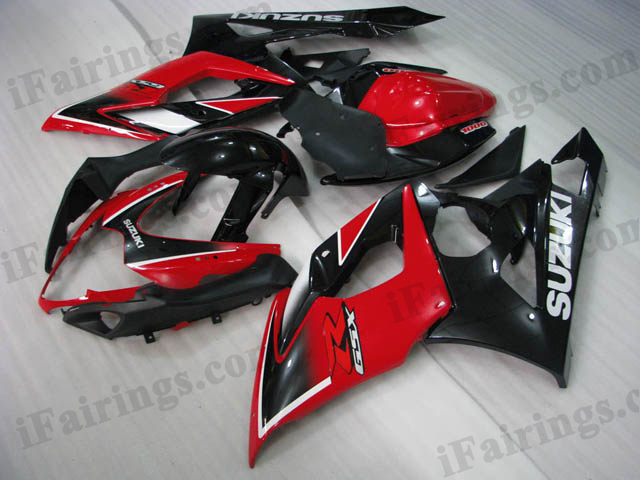 Aftermarket fairings for 2005 2006 GSXR1000 red/black scheme.
