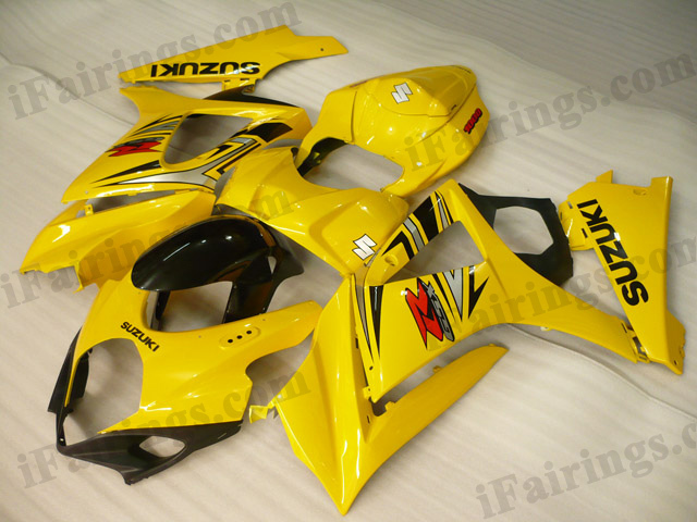 GSXR1000 2007 2008 yellow fairings, 2007 2008 GSXR1000 decals.