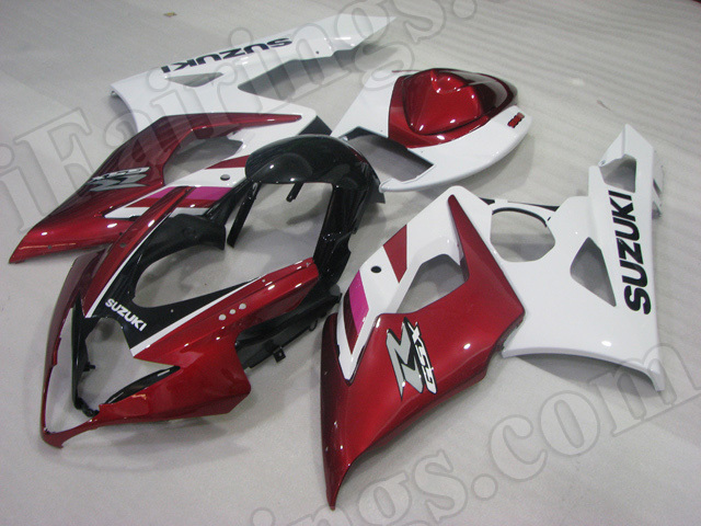 Motorcycle fairings/body kits for 2005 2006 Suzuki GSXR 1000 red, white and black.