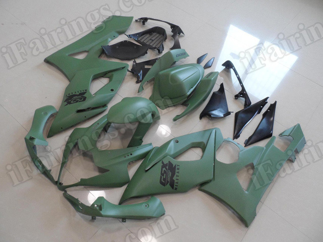 Motorcycle fairings/body kits for 2005 2006 Suzuki GSXR 1000 matte green.